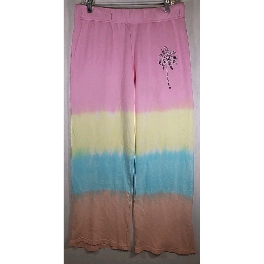 Lauren Moshi Lorielle Crystal Palm Tree Pastel Sweatpants Womens  Med. Made USA